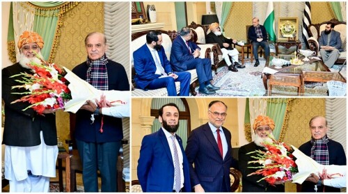 PM Shehbaz visits JUI-F&rsquo;s Fazlur Rehman, discusses national issues