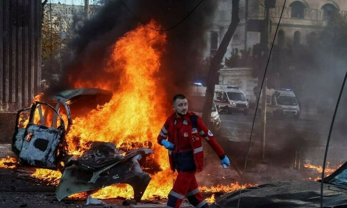 Russian drone attack on Kyiv kills two, Ukraine&rsquo;s emergency service says
