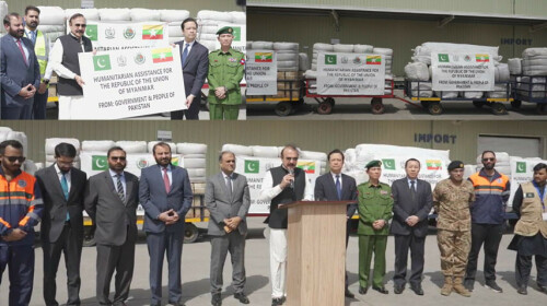 Pakistan sends 35-ton humanitarian aid to Myanmar