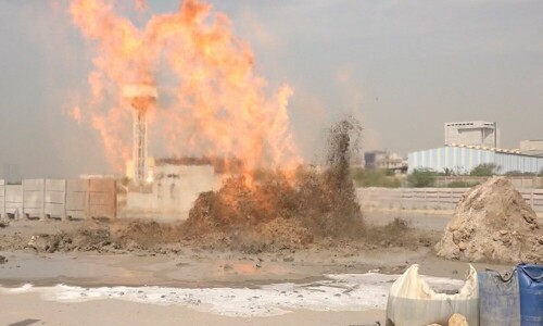 Korangi Creek fire reignited to &lsquo;prevent gas leak hazards&rsquo;: official