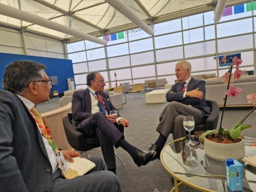 Aurangzeb engages global partners at FFD4 in Spain