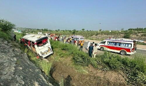 Eight killed, 18 injured as bus overturns near Chakwal