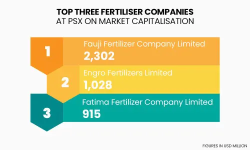 Top 3 fertiliser companies at Pakistan Stock Exchange as of September 2025