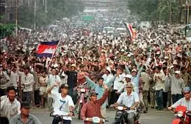 Thai police fire tear gas at Cambodian protesters at a disputed border village