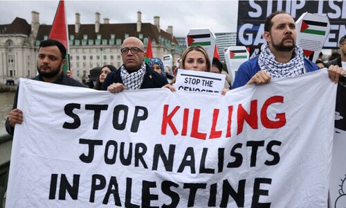 International media protest over journalists&rsquo; deaths in Gaza