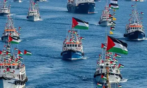 غزہ امدادی فلوٹیلا اسرائیلی دھمکیوں کے باوجود سفر جاری رکھنے پر بضد