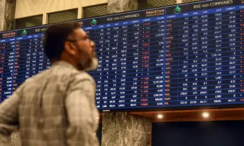 اسٹاک مارکیٹ میں اتار چڑھاؤ کے بعد کے ایس ای 100 انڈیکس معمولی اضافے کے ساتھ بند