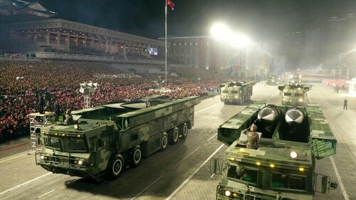 North Korea shows off &lsquo;most powerful&rsquo; missile at military parade