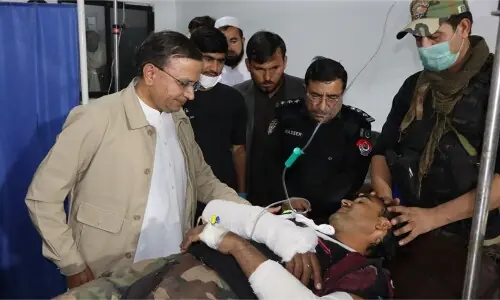 DC Lakki Marwat visits officers injured in suicide attack on police van