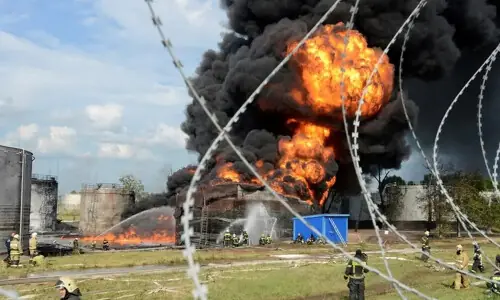 Fire breaks out at oil depot in Russia&rsquo;s Tambov region after Ukrainian drone attack, governor says