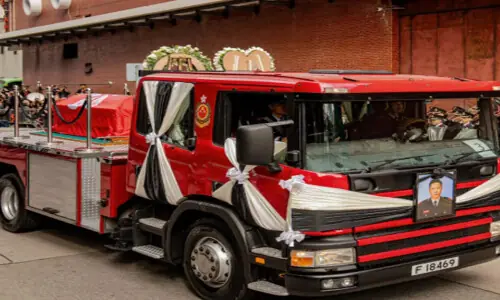 Tears at tribute to firefighter killed in Hong Kong blaze