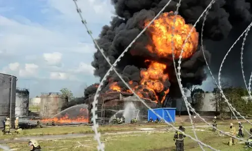 Ukrainian drone attack sparks fire, damages equipment at Tuapse refinery, Russia says