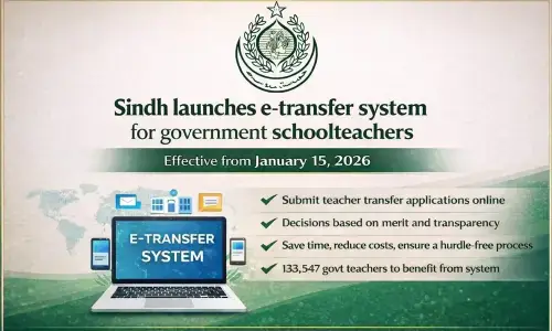 سندھ میں اساتذہ کے ٹرانسفر کو ڈیجیٹلائز کرنے کے لیے ای ٹرانسفر سسٹم کا آغاز