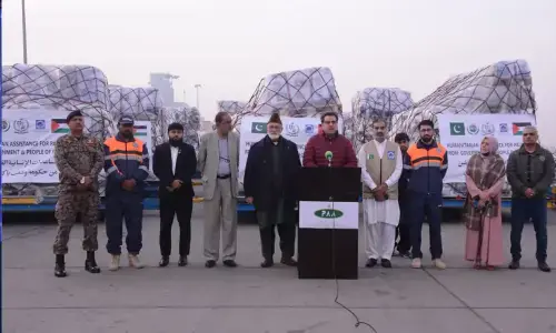 فلسطین کیلئے امدادی سامان کی 28 ویں کھیپ روانہ، مجموعی امداد 2727 ٹن تک پہنچ گئی