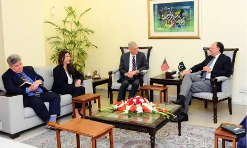 Aurangzeb informs US officials of declining fiscal deficit, improved C/A