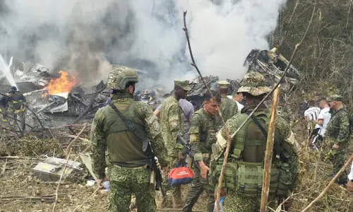 Colombia military plane crash kills 66, four still missing