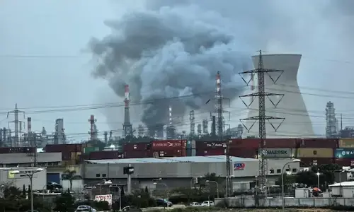 Israeli crew working to douse fire at Haifa refinery hit