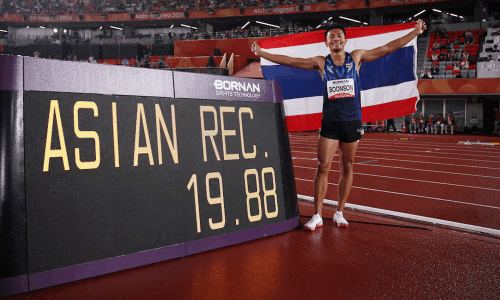 Thai trailblazer claims Asian Games sprint double in rainy Nagoya