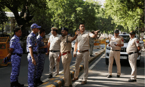 Hundreds of police guard Indian capital ahead of opposition protest Hundreds of police guard Indian capital ahead of opposition protest