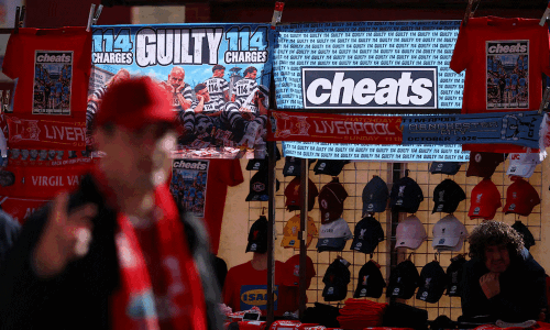 Manchester City met at Anfield with boos and 'cheat' taunts