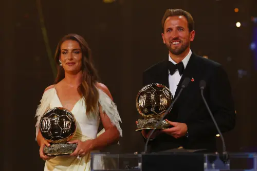 England forward Kane crowned Ballon d'Or winner, Putellas wins women's award