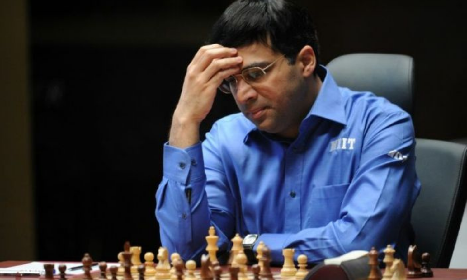 Indian grandmaster Vishwanathan Anand plays during a world chess championship match in Moscow in 2012.