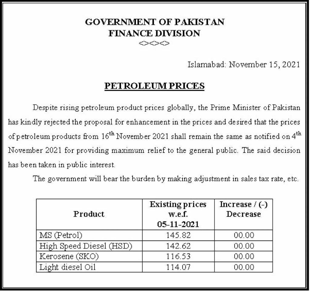 Petroleum Prices Maintained As Pm Rejects Ogra S Proposal Pakistan Business Recorder