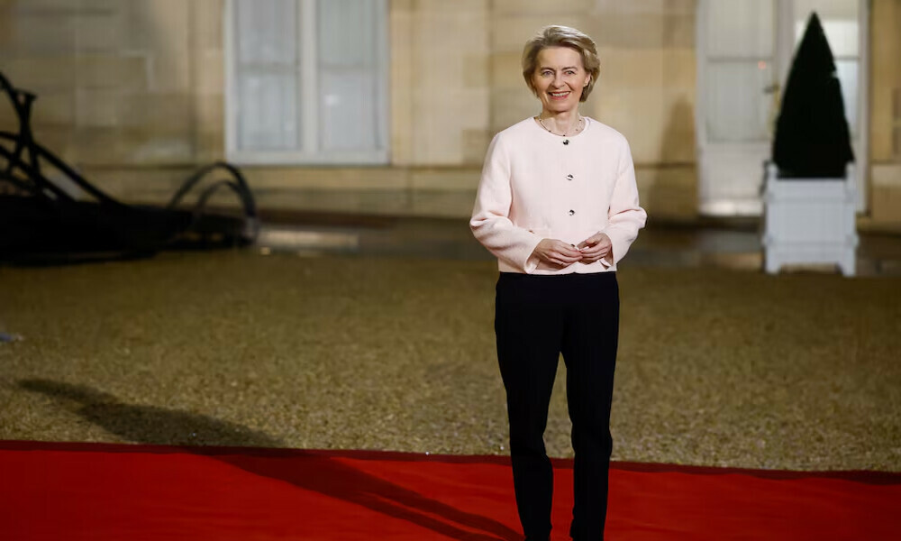 European Commission President Ursula von der Leyen arrives for a meeting with international investors in IA at the Elysee Palace as part of the Artificial Intelligence (AI) Action Summit in Paris, France, February 10, 2025. Photo: Reuters