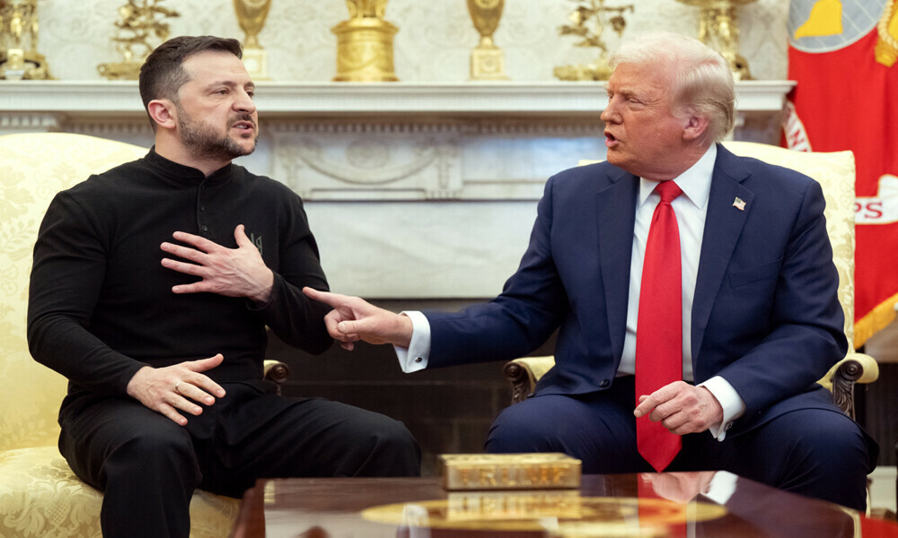 US President Donald Trump and Ukraine’s President Volodymyr Zelensky meet in the Oval Office of the White House in Washington, DC, February 28, 2025. Photo: AFP