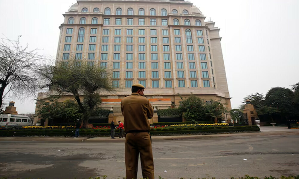 A policeman stands outside Hotel Leela Palace, in New Delhi January 18, 2014. File Photo: Reuter