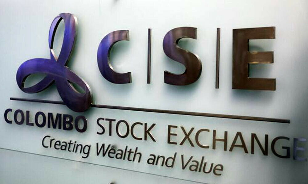 Colombo Stock Exchange logo board is seen at CSE premises in Colombo, Sri Lanka. Photo: Reuters