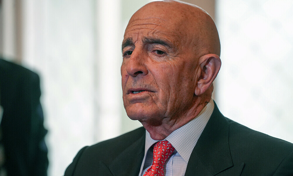 US special envoy for Syria, the ambassador to Turkey Thomas Barrack attends a flag-raising ceremony at the US ambassador&rsquo;s residence in Damascus on May 29, 2025 for the first time since 2011. Photo: AFP
