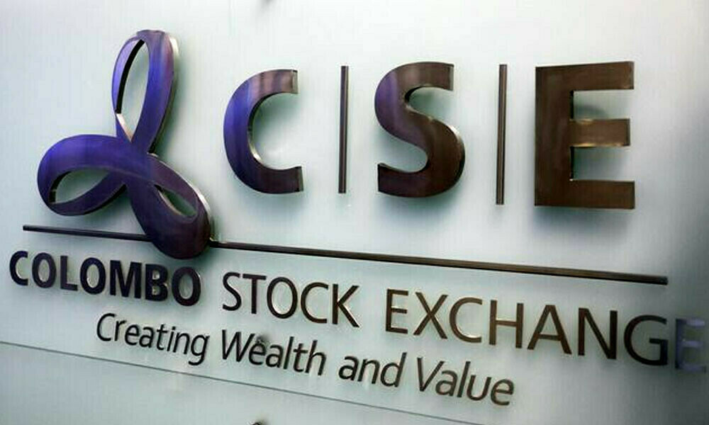 Colombo Stock Exchange logo board is seen at CSE premises in Colombo, Sri Lanka. Photo: Reuters