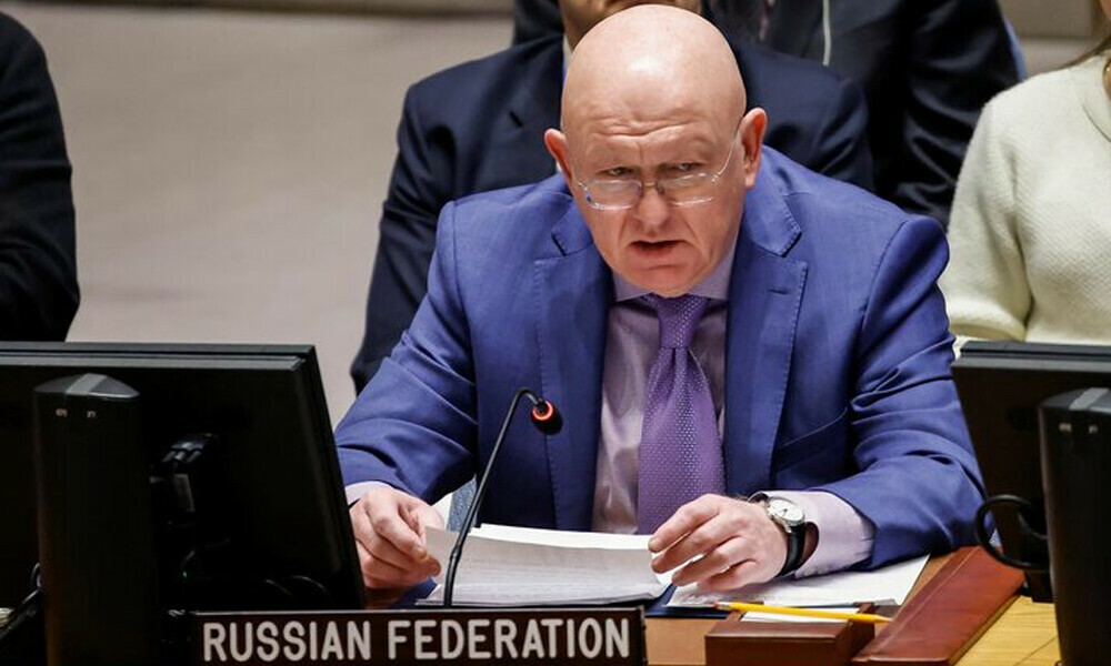 Vassily Nebenzia, Permanent Representative of the Russian Federation gives an statement during a Security Council about the Middle East situation, including the Palestinian Question at United nations Headquarters in New York City, U.S., January 23, 2025. REUTERS