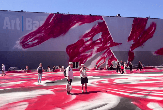 A view of the artwork CHOIR by Katharina Grosse at the Messeplatz for Art Basel, in Basel, Switzerland, June 17, 2025. Photo: Reuters