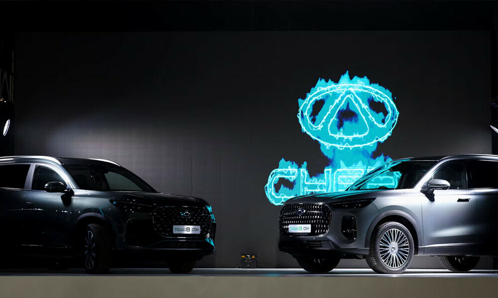 Tiggo 8 and Tiggo 9 models are displayed during the launch of Chery&rsquo;s new Super Hybrid (CSH) range of cars at Montecasino in Johannesburg, South Africa, June 20, 2025. Photo: Reuters