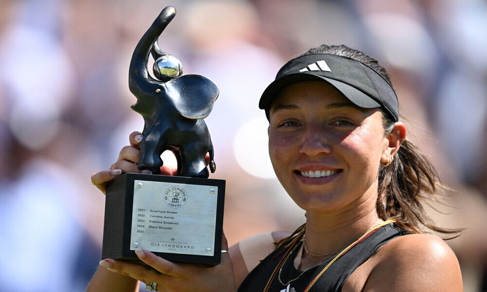 USA&rsquo;s Jessica Pegula poses with the trophy after winning the final match of the 2025 WTA Bad Homburg Open Tennis Tournament on June 28, 2025 in Bad Homburg, western Germany. Photo: AFP