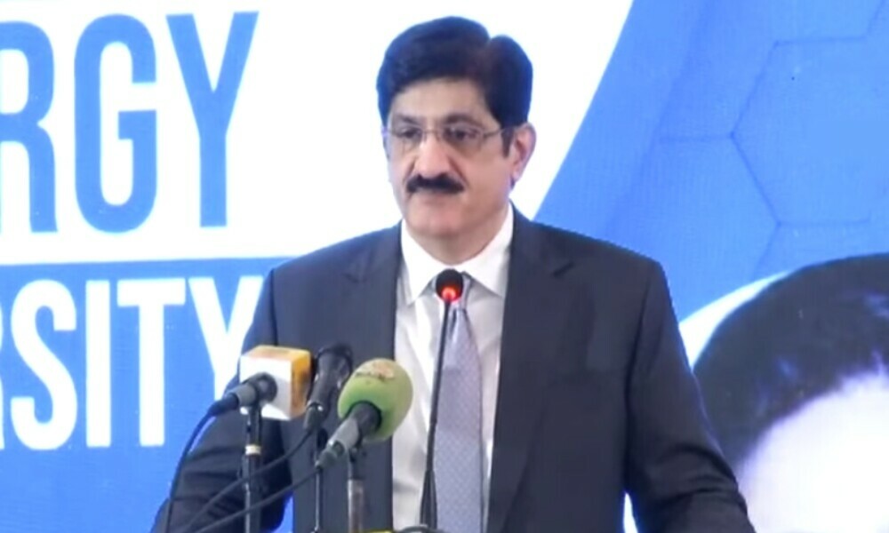 Sindh Chief Minister Murad Ali Shah addressing Sindh Energy Diversity Path to Prosperity Conference in Karachi on July 11, 2025. Photo: Facebook/ Sindh CM House