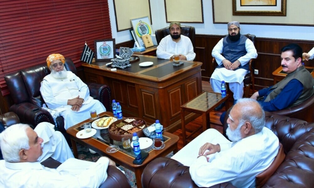 PPP and JUI-F leaders in a meeting. Photo: PTV News website