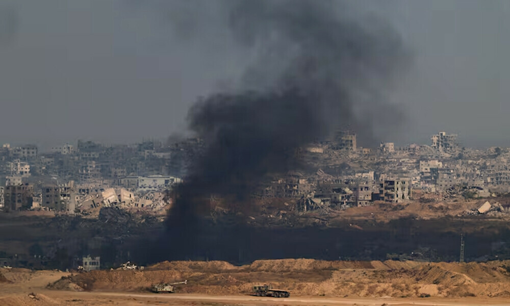 Smoke rises following an explosion in Gaza, as seen from the Israeli side of the Israel-Gaza border, July 13, 2025. REUTERS