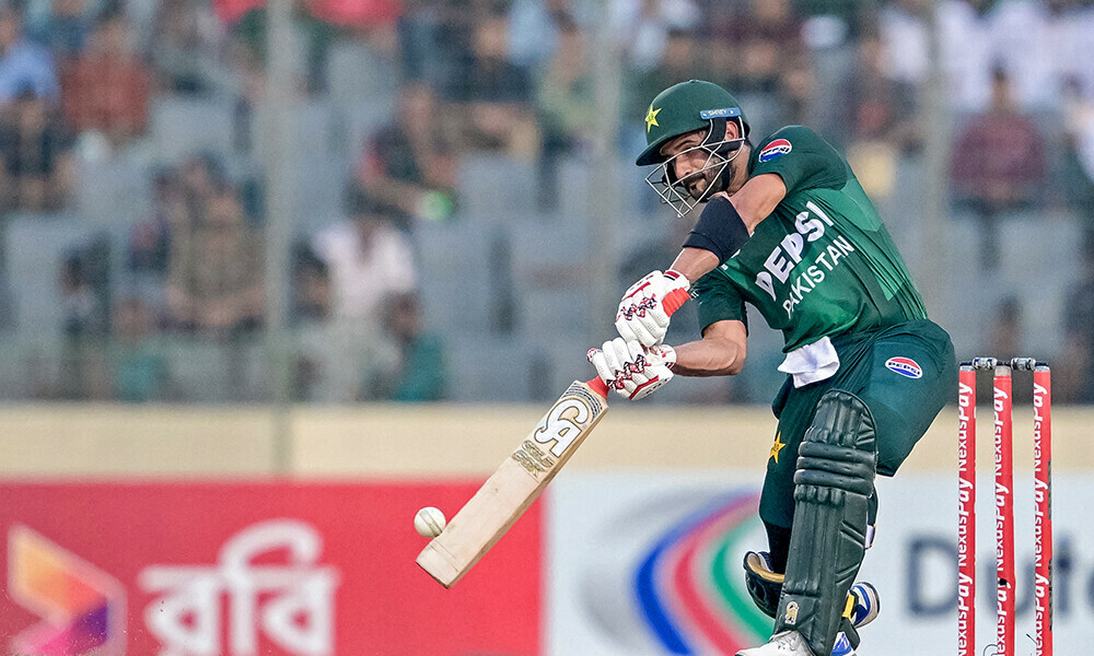 Pakistan&rsquo;s Sahibzada Farhan plays a shot during the third and final Twenty20 international cricket match between Bangladesh and Pakistan at the Sher-e-Bangla National Cricket Stadium in Dhaka on July 24, 2025. Photo: AFP