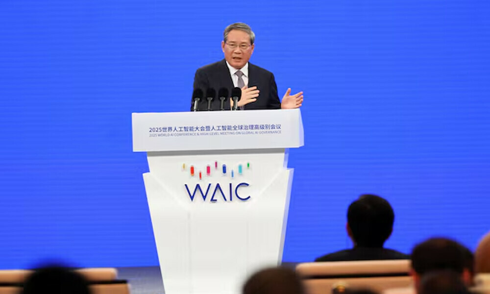 Chinese Premier Li Qiang speaks during the opening ceremony of World Artificial Intelligence Conference in Shanghai, China, July 26, 2025. Photo: Reuters Chinese Premier Li Qiang speaks during the opening ceremony of World Artificial Intelligence Conference in Shanghai, China, July 26, 2025. Photo: Reuters