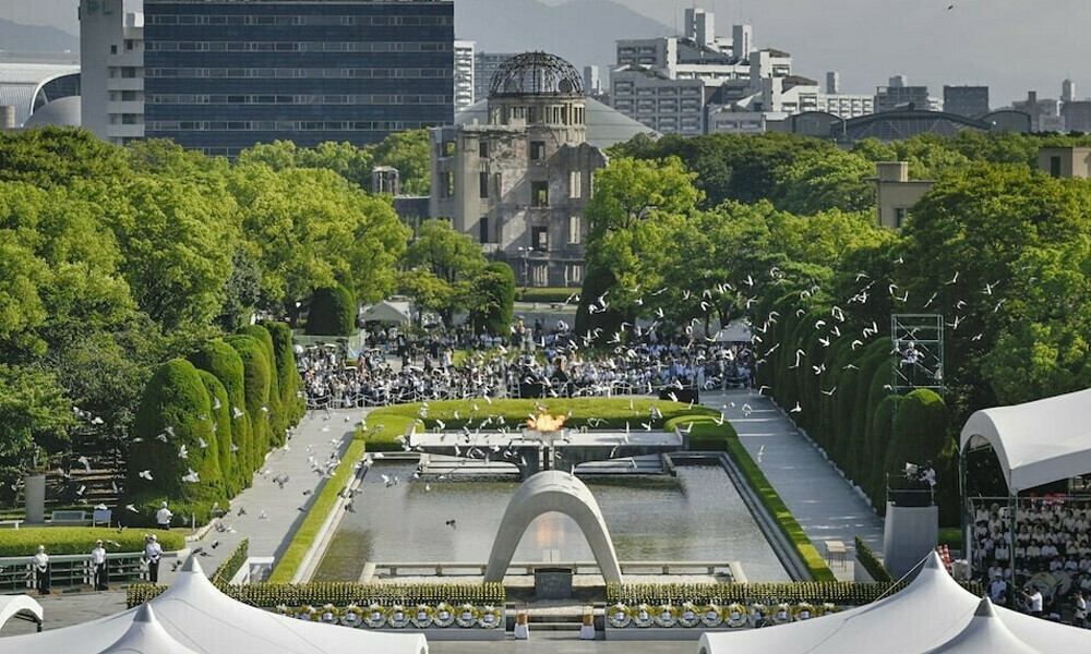 Doves fly over the Peace Memorial Park with a view of the gutted Atomic Bomb Dome at a ceremony in Hiroshima, western Japan, in this photo taken by Kyodo August 6, 2025. Photo: Reuters Doves fly over the Peace Memorial Park with a view of the gutted Atomic Bomb Dome at a ceremony in Hiroshima, western Japan, in this photo taken by Kyodo August 6, 2025. Photo: Reuters
