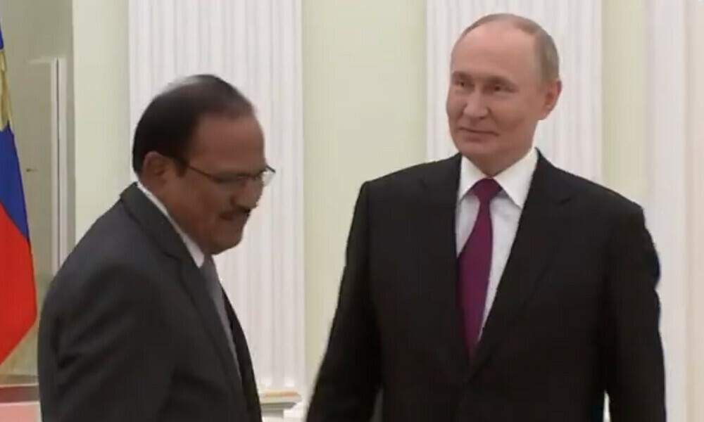 Russian President Vladimir Putin received India&rsquo;s National Security Advisor Ajit Kumar Doval at the Kremlin. Photo: X