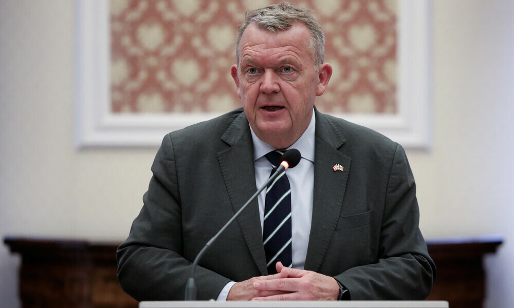Denmark&rsquo;s Foreign Minister Lars Lokke Rasmussen addresses diplomats and journalists during a press conference. Photo: Reuters