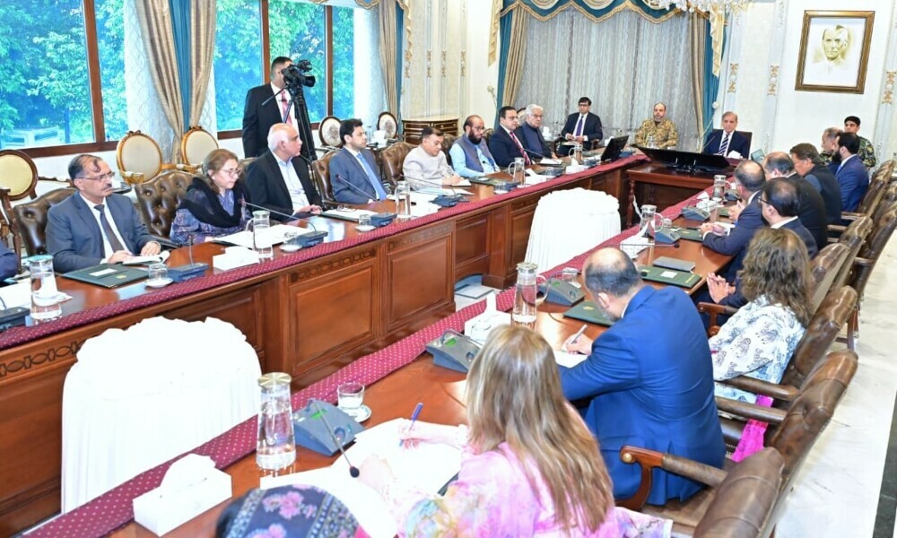 Prime Minister Shehbaz Sharif chairs a high-level review meeting in Islamabad on August 18, 2025. Photo: PMO