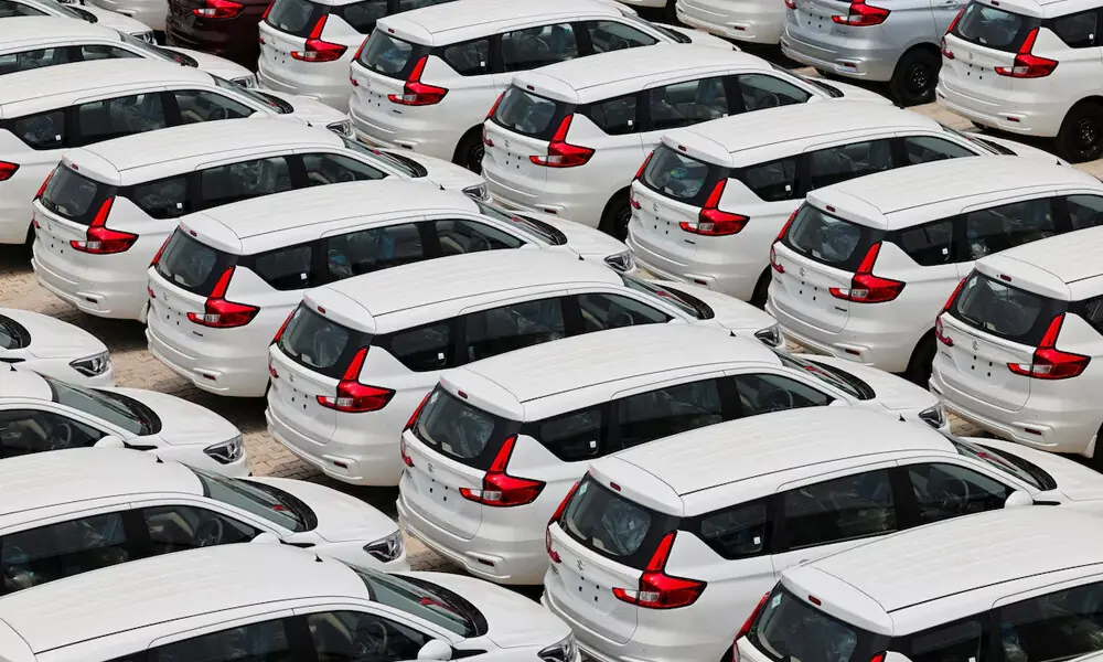 Maruti Suzuki Ertiga cars are parked at Maruti Suzuki&rsquo;s plant in Manesar, Haryana, India, June 17, 2025. Photo: Reuters