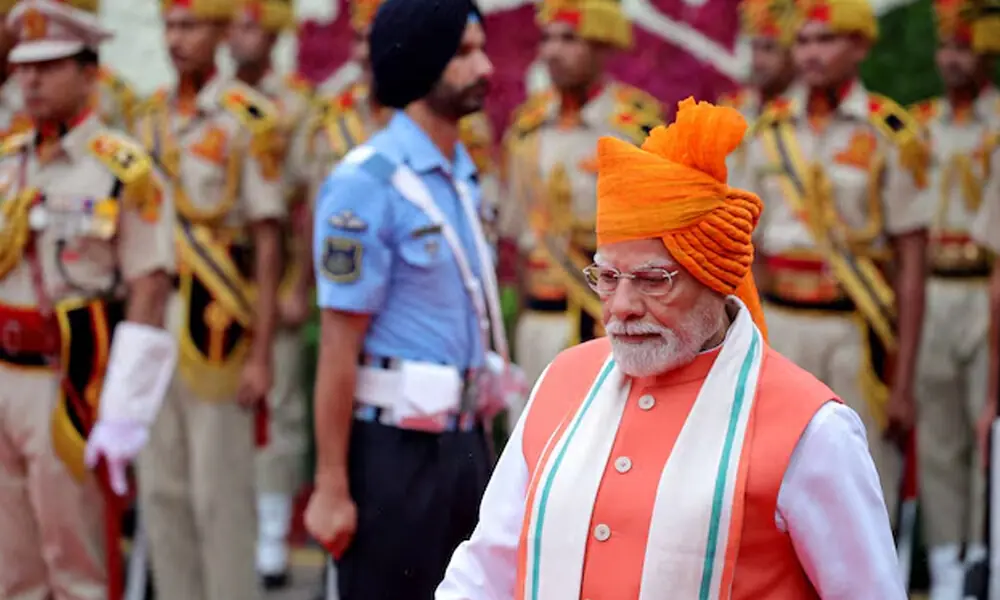 India’s Prime Minister Narendra Modi walks after inspecting an honour guard during Independence Day celebrations at the historic Red Fort in Delhi, India, August 15, 2025. Photo: Reuters India’s Prime Minister Narendra Modi walks after inspecting an honour guard during Independence Day celebrations at the historic Red Fort in Delhi, India, August 15, 2025. Photo: Reuters