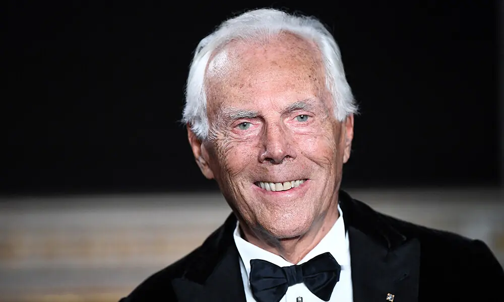 Italian fashion designer Giorgio Armani acknowledges the audience at the end of his 2019 Spring-Summer Haute Couture collection fashion show in Paris, on January 22, 2019. File Photo: AFP