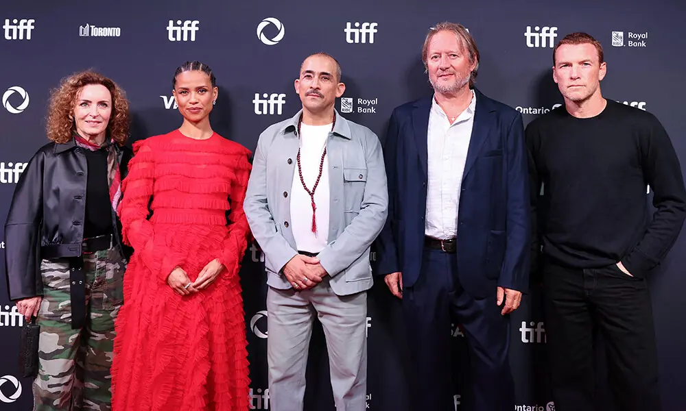 (L-R) Scottish producer Gillian Berrie, English actress Gugu Mbatha-Raw, British-Maroccan actor Nabil Elouahabi, Scottish director David Mackenzie and Australian actor Sam Worthington attend the gala presentation of &ldquo;Fuze&rdquo; at the Roy Thompson during the Toronto International Film Festival (TIFF) in Toronto, Ontario, Canada, on September 5, 2025. Photo: AFP